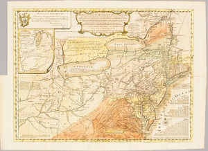 A general map of the middle British colonies, in America; viz Virginia, Maryland, Delaware, Pensilvania, New-Jersey, New-York, Connecticut, and Rhode Island: of Aquanishuonigy, the country of the confederate Indians ... of the lakes Erie, Ontario and Champlain, and a part of New-France
