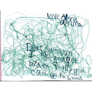 Letter from child in San Antonio, Texas