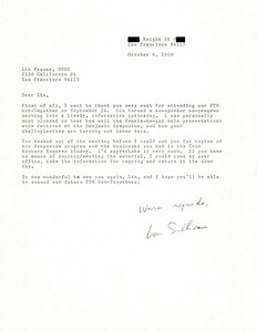 Correspondence from Lou Sullivan to Lin Fraser (October 4, 1989)
