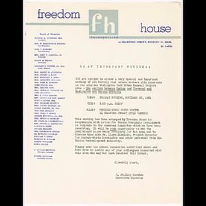 Letter from O. Phillip Snowden to Roxbury real estate brokers about attending November 28, 1961 meeting