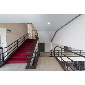Harriet Tubman House red stairs to level 3A