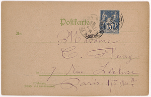 4/4 numbered, postmarked German postcards addressed to Madame C. Henry in Paris: “Affaire Zola-Esterhazy, Dieverschleierte Dame! No.4, La dame voilée! La découverte du mystère!” January 16, 1901