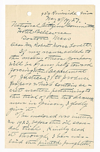 Letter from Lucia Gory to Robert Morss Lovett, August 14, 1927