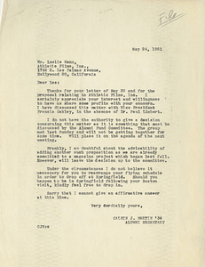 Letter from Calvin Martin to Leslie Mann (May 24, 1951)