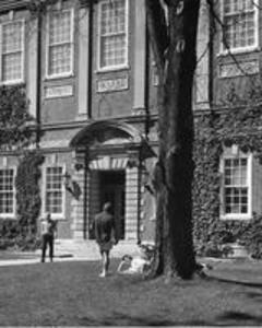 Students relax outside of Stetson Library