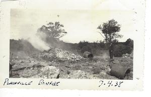 Plainville 1938 Fourth of July bonfire extinguished