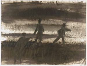 "Untitled (Silhouetted figures)" William Barrell (1932 - )