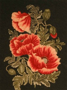 "Untitled (Framed floral hooked rug)" Unknown artist