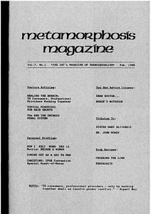 Metamorphosis Magazine Vol. 7, No. 1 (February 1988)