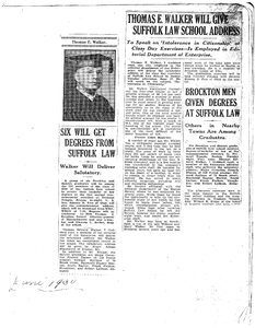 Scrapbook containing a variety of news clippings about Suffolk University, 1930-1931