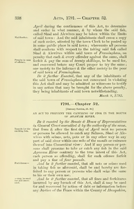 1791 Chap. 0052 An Act To Prevent The Catching Of Fish In The Mouth Of Agawam River.