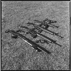 RUC weapons training at Ballykinlar Army Camp, Downpatrick, Co. Down, with weapons on grass
