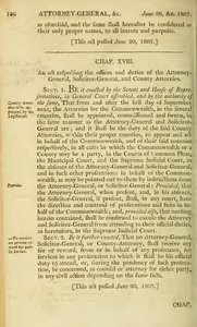 1807 Chap. 0018. An act respecting the offices and duties of the Attorney-General, Solicitor-General, and County Attornies.