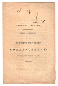 Amherst College Commencement program, 1841 July 22