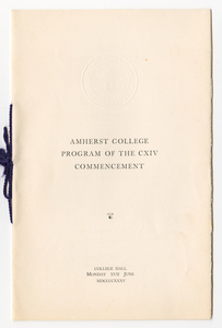 Amherst College Commencement program, 1935 June 17