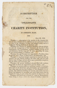 Subscription for the Collegiate Charity Institution, in Amherst, Mass.