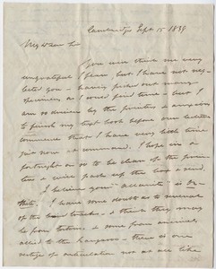 John White Webster letter to Edward Hitchcock, 1839 September 15