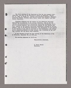 Amherst College faculty meeting minutes and Committe of Six meeting minutes 1962/1963