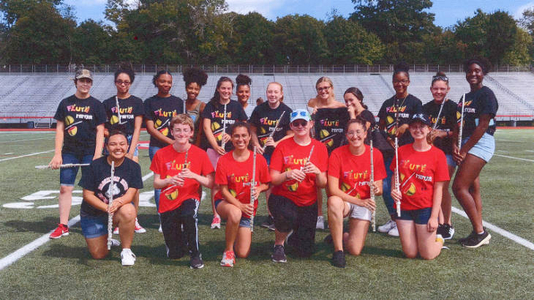 Flute section of Brockton High Marching Band