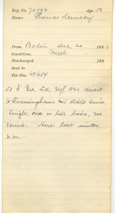 Tewksbury Almshouse Intake Record: Kennedy, Thomas