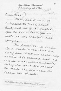 Letter from Nancy Thurmond to Niki Tsongas