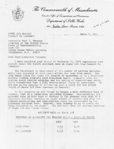 Letter from Robert T. Tierney, P. E. Chief Engineer to Paul E. Tsongas