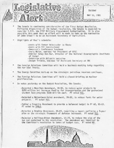 Legislative Alert: Tuesday, May 12, 1981