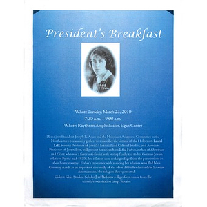 Annual President's Breakfast flyer, 2010.