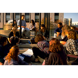 Students studying together in Richardson Plaza