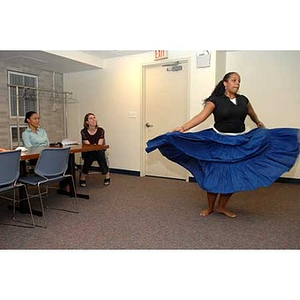 At the Torch Scholars talent show Ana Hidalgo dances