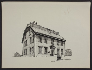 [Untitled line drawing of Hunter House.]