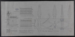 Details of Iron for Exterior of House for Arthur Perry Esq. at 10 Marlborough St. Boston and Full Scale Detail of Fence, undated