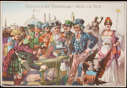 Trade card, Enterprise Congress, World's Fair, Enterprise Meat Chopper, Enterprise Manufacturing Co. of Pa., Third and Dauphin Streets, Philadelphia, Pennsylvania