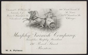 Trade card for the Murphy Varnish Company, 140 Pearl Street, Boston, Mass., undated