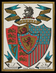 Label for unidentified silk manufacturer, coat of arms, location unknown, undated