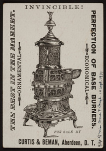 Trade card for Curtis & Beman, base burners, Aberdeen, D.T., undated
