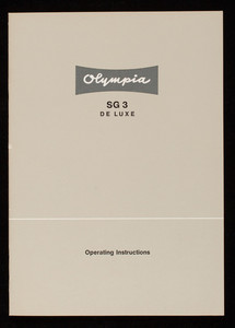 Operating instructions, Olympia SG 3 De Luxe, Olympia Business Machines Co., Ltd., Wilhelmshaven, West Germany