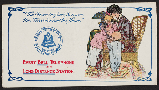Trade card for the New England Telephone & Telegraph Co., American Telephone & Telegraph Co., location unknown, undated