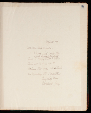 Thomas Lincoln Casey Letterbook (1888-1895), Thomas Lincoln Casey to Colonel Wood, September 29, 1888 (2)