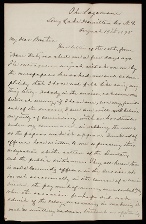 Admiral Silas Casey to Thomas Lincoln Casey, August 19, 1895