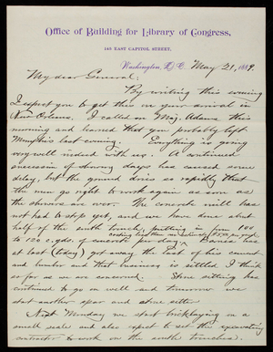 Bernard R. Greene to Thomas Lincoln Casey, May 21, 1889