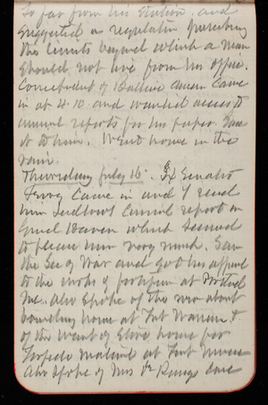 Thomas Lincoln Casey Notebook, May 1891-September 1891, 58, so far from his station and