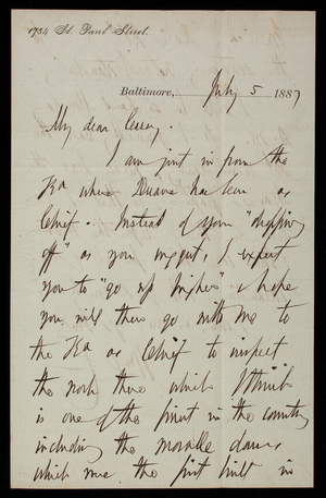 [William P. Craighill] to Thomas Lincoln Casey, July 5, 1887