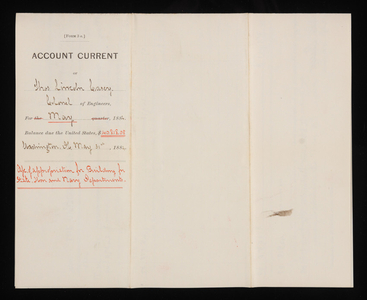 Accounts Current of Thos. Lincoln Casey - May 1884, May 31, 1884