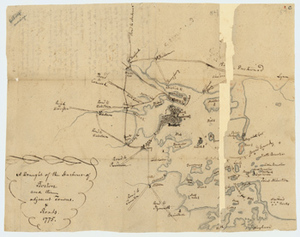 Manuscript map of the Boston Harbor, 1775