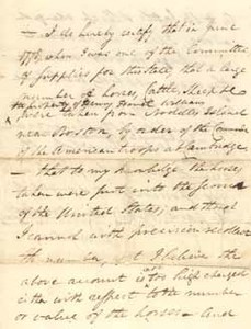 Statement of Moses Gill certifying that the horses, cattle, and sheep removed from Noddles Island in June 1775 were used for the benefit of American troops, undated