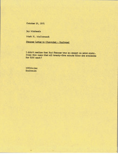 Memorandum from Mark H. McCormack to Jay Michaels