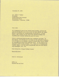 Letter from Mark H. McCormack to John M. Tucker