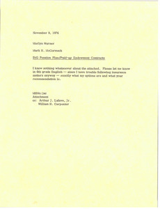 Memorandum from Mark H. McCormack to Marilyn Warner