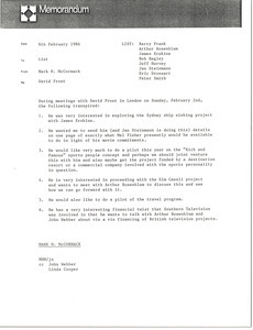 Memorandum from Mark H. McCormack to list